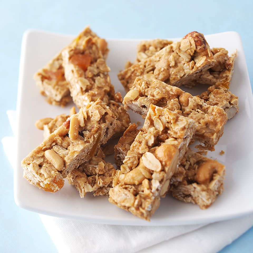 <p>You can make these bars ahead of time and freeze them, tightly wrapped in foil, for up to 3 months. <a href="https://www.eatingwell.com/recipe/263572/chewy-granola-bars/" rel="nofollow noopener" target="_blank" data-ylk="slk:View Recipe;elm:context_link;itc:0;sec:content-canvas" class="link ">View Recipe</a></p>