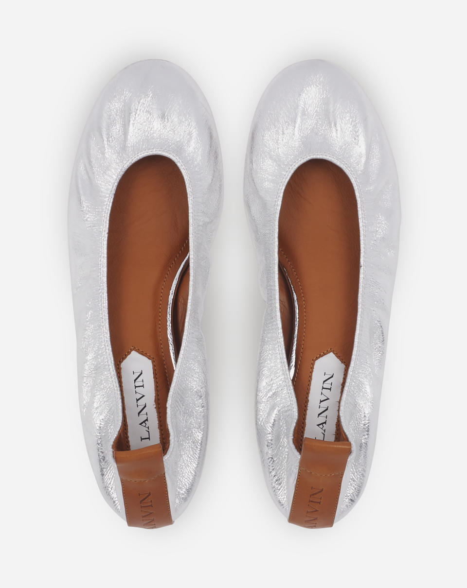 Lanvin The Ballerina Flat in Metallic Leather in the shade Silver.