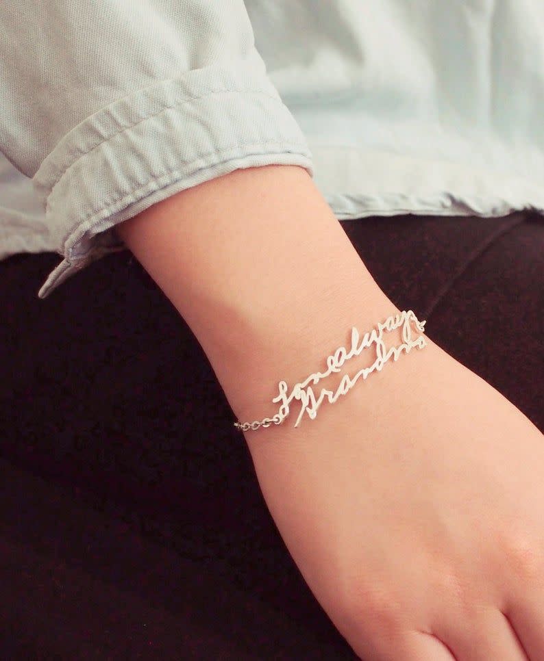 <p><strong>CaitlynMinimalist</strong></p><p>etsy.com</p><p><strong>$25.90</strong></p><p>It's a beloved, tried-and-true gift for a reason: It's as personal as it gets. This bracelet boasts your actual handwriting—just send in a sample. </p>