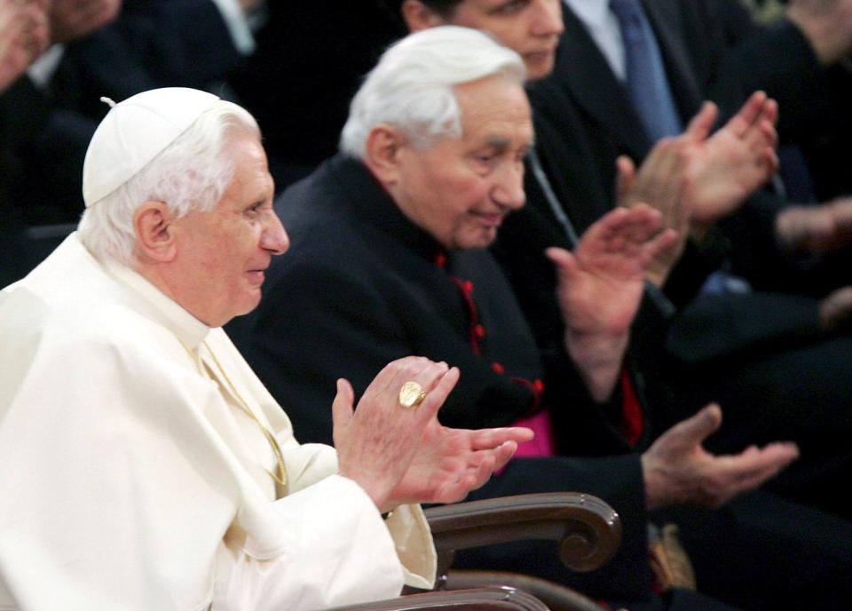 Benedict XVI and Mgr Georg Ratzinger listen the concert of the Orchestra and Chorus of Bavarian radio in the Vatican, 2007  - GIUSEPPE GIGLIA/EPA-EFE/Shutterstock