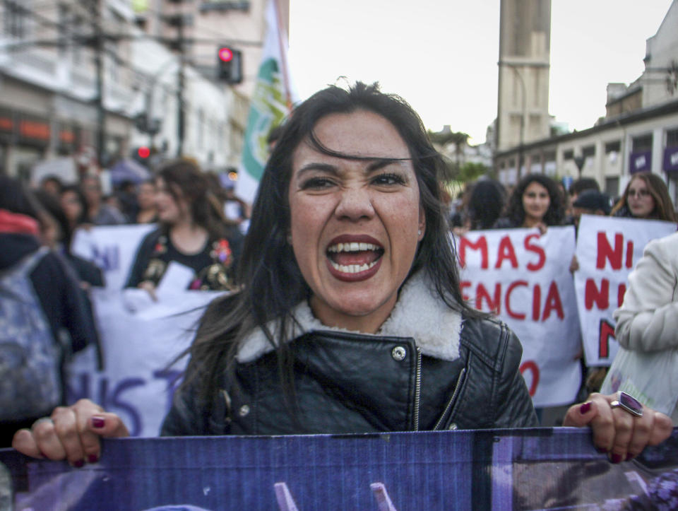 Women protest in Valparaiso, Chile on October 19.