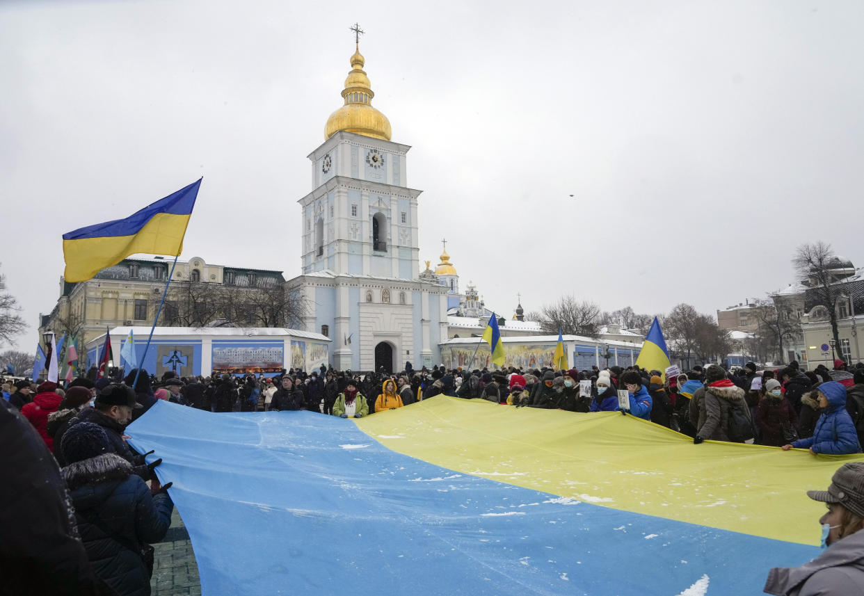 Activists demonstrate in Kyiv, Ukraine