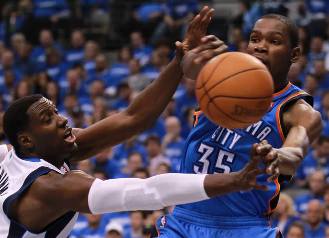   Kevin Durant #35 Of The Oklahoma City Thunder Passes Getty Images