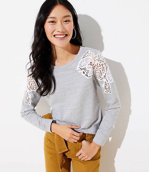 A sweatshirt with a splash of sweetness. (Photo: Loft)