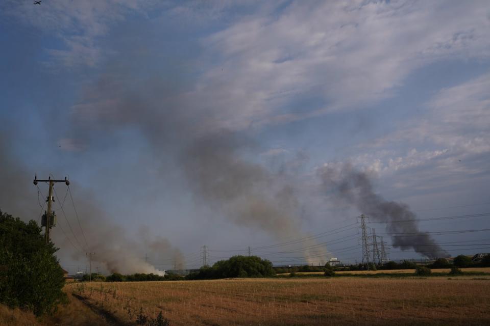 Three blazes near the village of Wennington (Yui Mok/PA) (PA Wire)