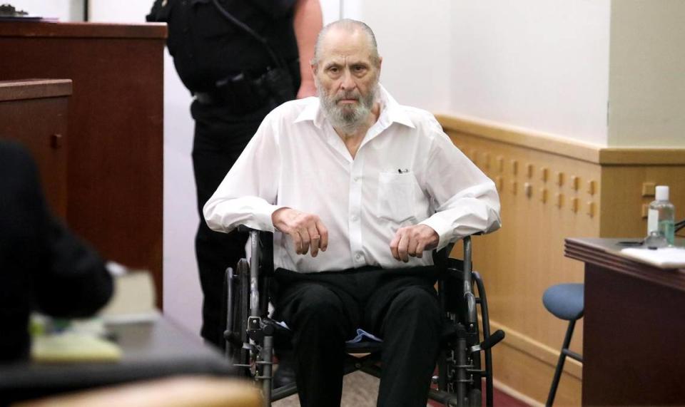 Glen McCurley enters the courtroom for the first day of his capital murder trial on Friday, Aug. 20, 2021, at the Tim Curry Criminal Justice Center in downtown Fort Worth. McCurley pleaded guilty on Tuesday, Aug. 24 to murdering 17-year-old Carla Walker almost 50 years ago.