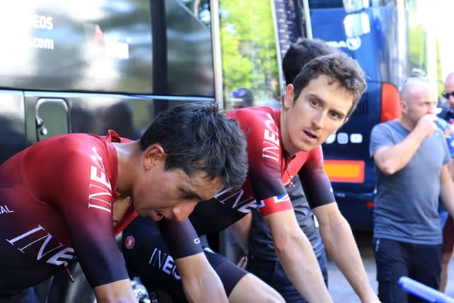 Egan Bernal, left, and Geraint Thomas 