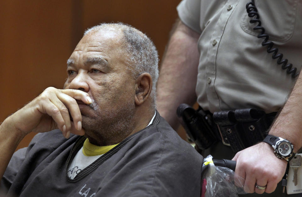 FILE - In this March 4, 2013, file photo, Samuel Little appears at Superior Court in Los Angeles. Little, pronounced the most prolific serial killer in U.S. history, confessed his crimes to homicide detectives well-briefed on how to keep him talking and get the information they needed. (AP Photo/Damian Dovarganes, File)