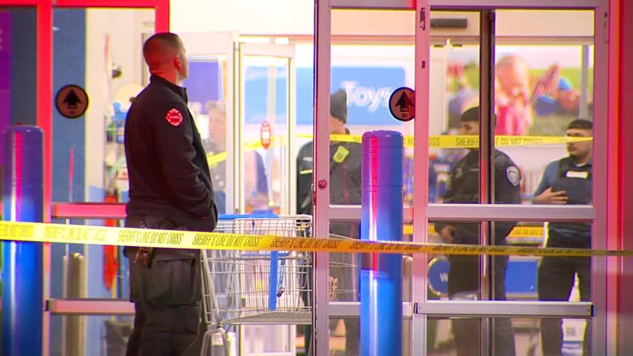 The scene of a shooting at Walmart in Wyoming on 54th Street. (Dec. 31, 2023)