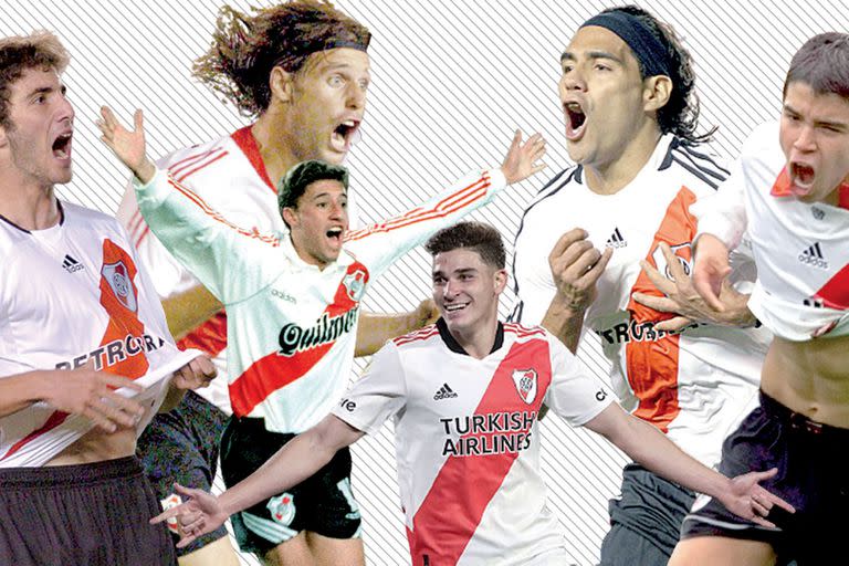 Todos de la escuela de River: Gonzalo Higuaín, Fernando Cavenaghi, Hernán Crespo, Julián Álvarez, Radamel Falcao y Javier Saviola