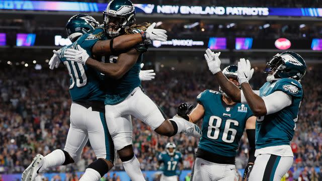 The Eagles celebrate. Image: Getty