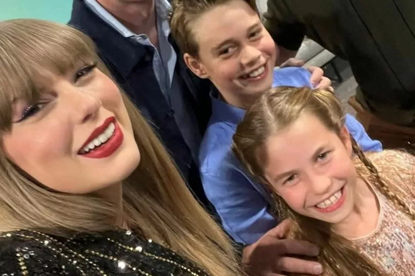 Taylor Swift shared this snap with Prince William, Princess Charlotte, Prince George and Travis Kelce