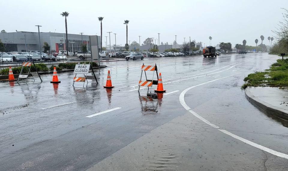 Los Osos Valley Road was closed at Froom Ranch Road in San Luis Obispo on March 14, 2023. Laura Dickinson/ldickinson@thetribunenews.com