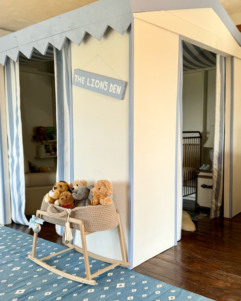 Exterior view of circus tent in baby's room.