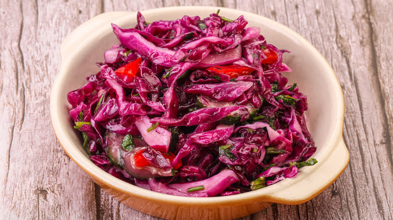 pickled red cabbage in bowl