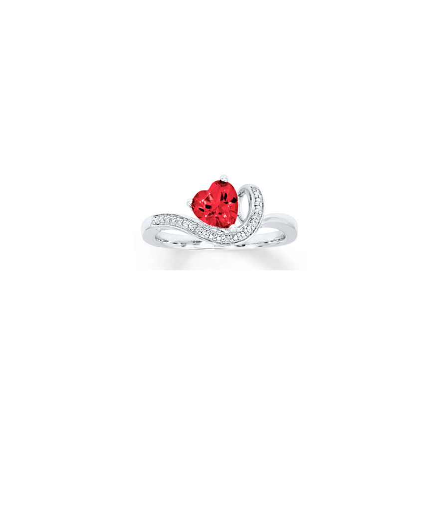 Kay Jewelers Lab-Created Ruby Heart Ring Sterling Silver (Photo: Kay Jewelers)