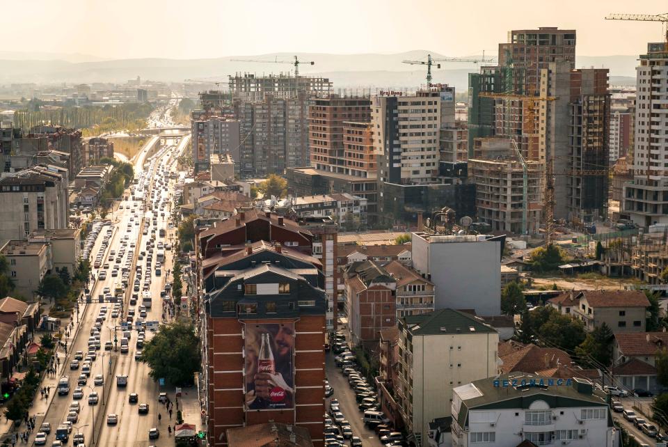 The view looking along Bill Klinton (sic) Boulevard in Pristina, Kosovo, on Tuesday, Sept. 18, 2018. Former President Bill Clinton called for NATO military involvement in Kosovo in 1999 and many streets and roads bear United States' presidents' names.