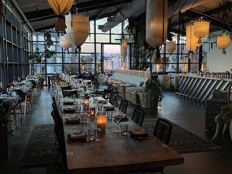 Dining room at Los Angeles' Margot Location in Culver City with candles.