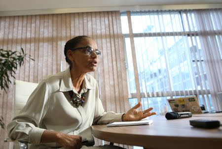 FILE PHOTO - Environmentalist Marina Silva attends an interview with Reuters in Brasilia, Brazil February 7, 2018. REUTERS/Adriano Machado