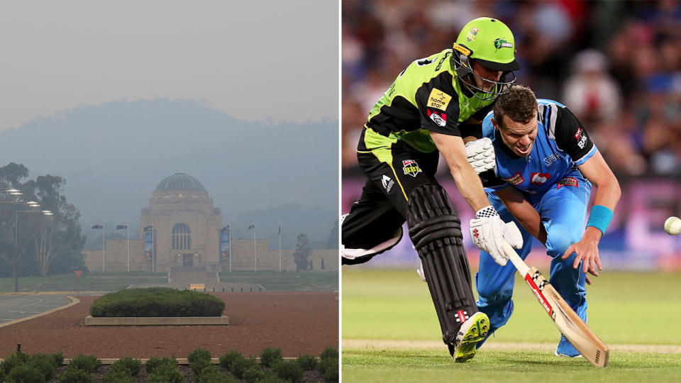 The BBL match between the Sydney Thunder and Adelaide Strikers in Canberra may not go ahead due to the thick smoke haze. (Getty Images)