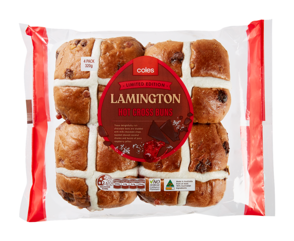 Coles lamington hot cross buns