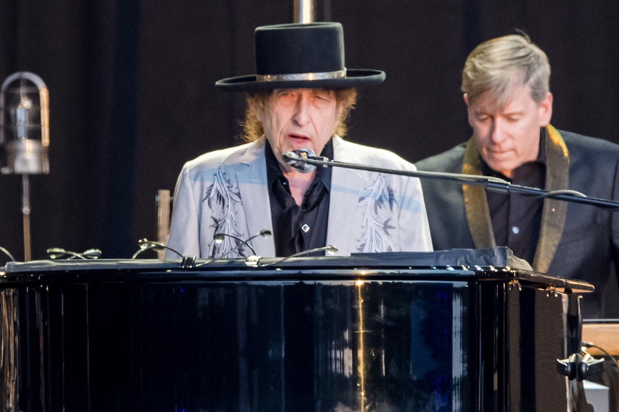 LONDON, ENGLAND - JULY 12: Bob Dylan performs as part of a double bill with Neil Young at Hyde Park on July 12, 2019 in London, England. (Photo by Dave J Hogan/Getty Images for ABA)