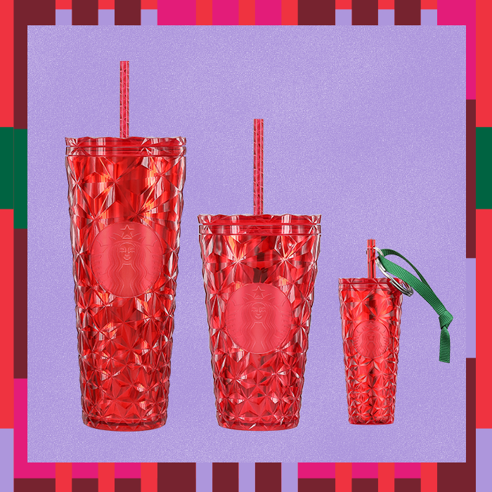 Poinsettia Red Prism Cold Cup, part of the Starbucks holiday cup lineup.