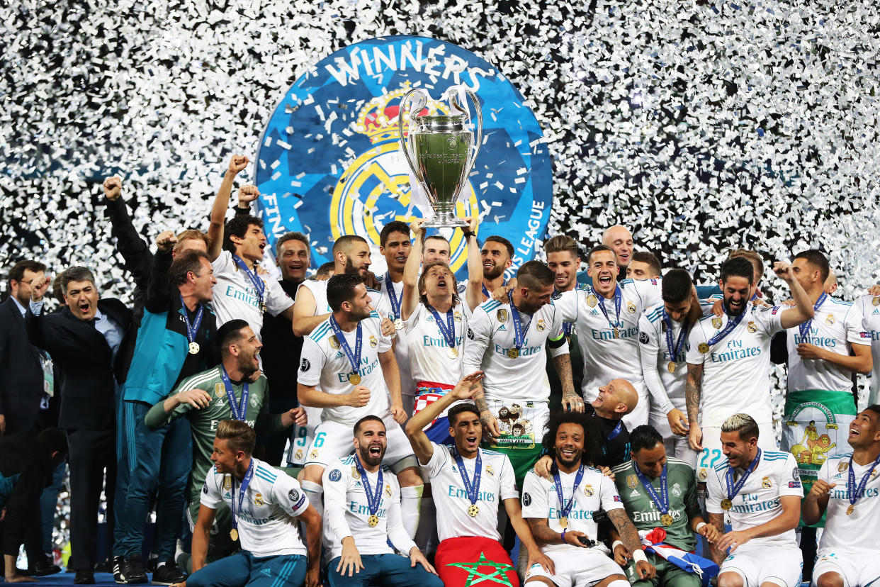 Luka Modric of Real Madrid and Croatia lifts the Champions League trophy. Now all eyes turn toward the 2018 World Cup. (Getty Images)