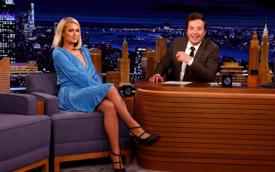 Paris Hilton during her Jimmy Fallon appearance this week - Getty