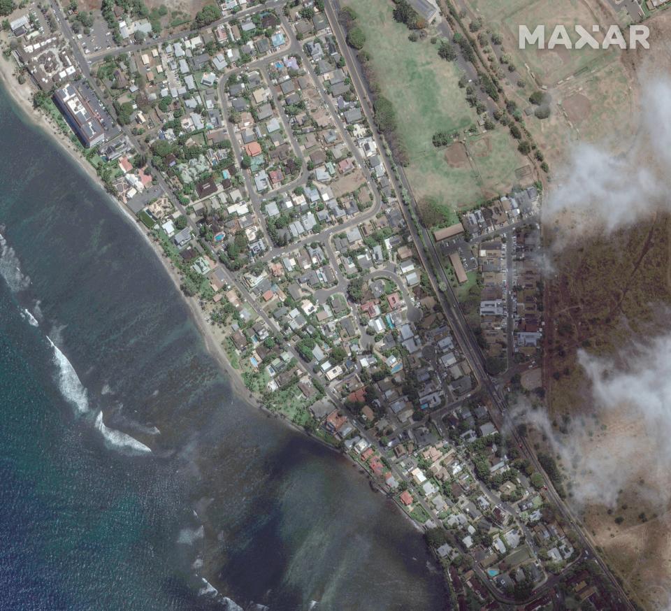 aerial image of Lahaina before the fires