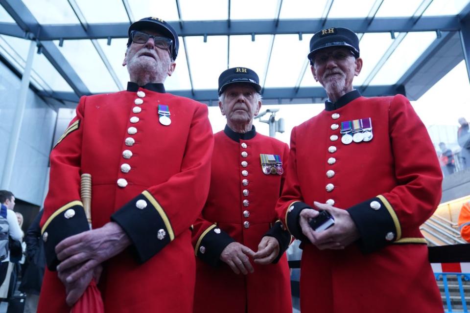 Chelsea Pensioners were among those on board the first Elizabeth line train (Kirsty O’Connor/PA) (PA Wire)