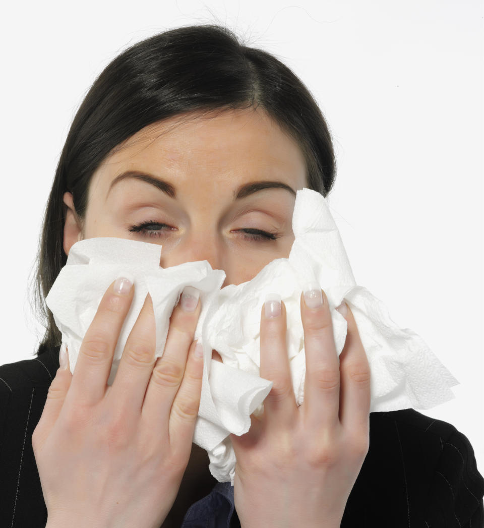 Though a runny nose is most closely associated with a cold, it can also be part of having the flu or H1N1. Be sure to have plenty of tissues on hand to keep germs from spreading.