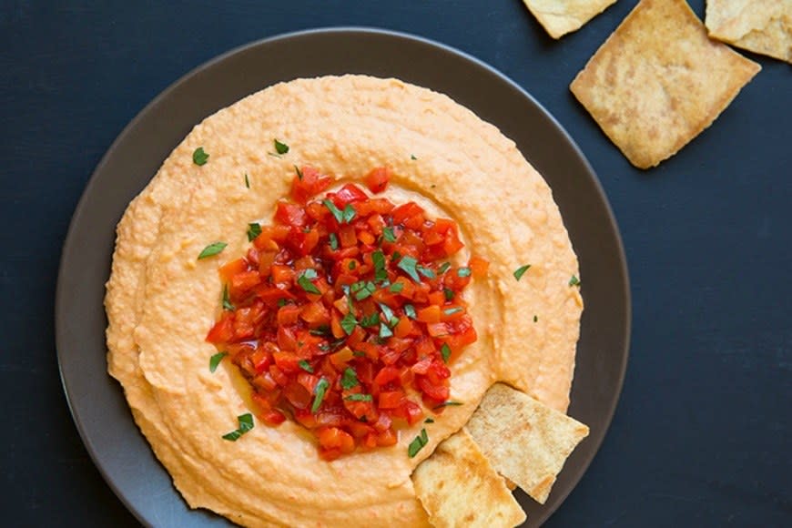 Roasted Red Pepper Hummus from Cooking Classy