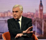Britain's Shadow Chancellor of the Exchequer John McDonnell attends the BBC's Marr Show in London, November 19, 2017. Jeff Overs/BBC Handout via REUTERS