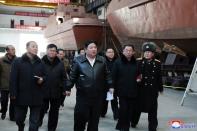 North Korean leader Kim Jong Un visits the Nampo Shipyard