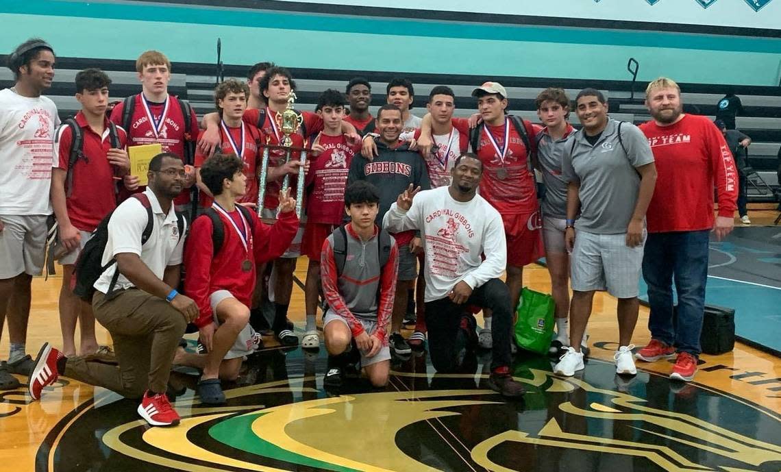 The Cardinal Gibbons wrestling team.