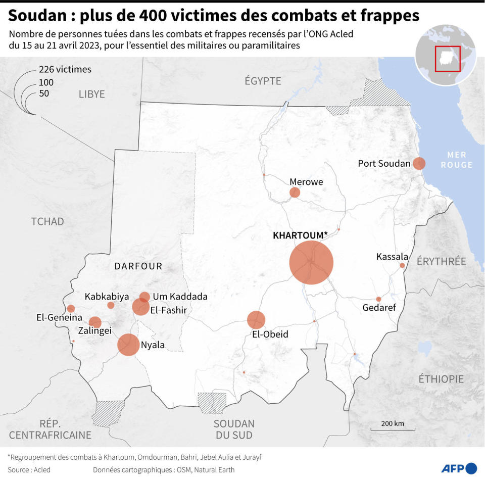 Les victimes des combats et frappes au Soudan depuis le 15 avril 2023.