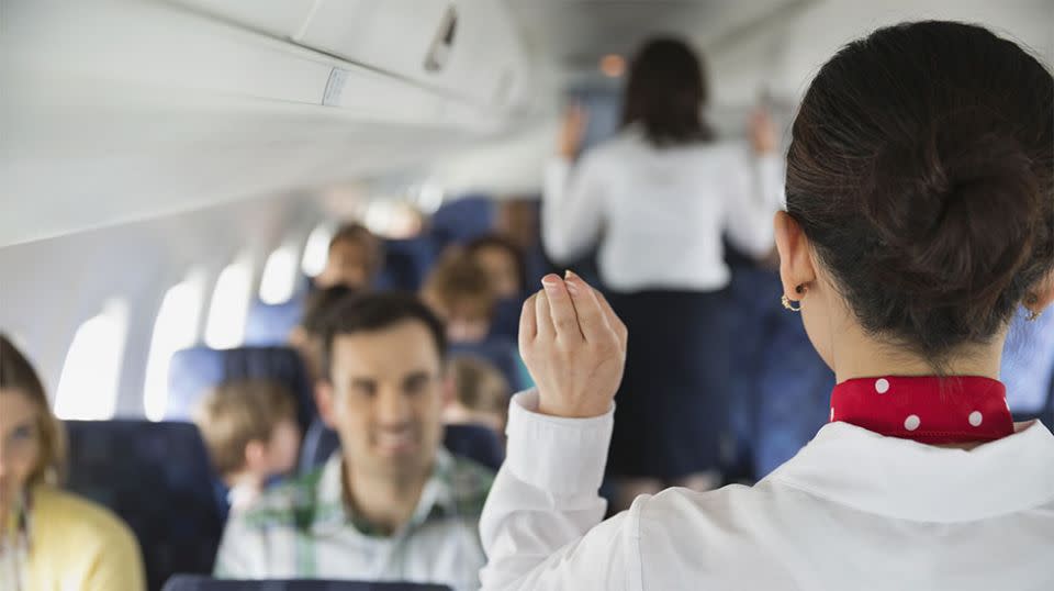 Cabin crew have their own language that they can use without alarming passengers. Source: Getty