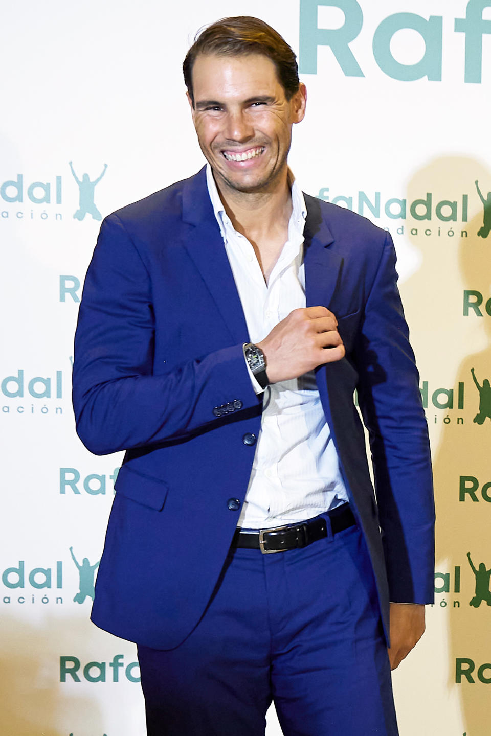 <p>Rafa Nadal is all smiles at the 10th anniversary of the Rafa Nadal Foundation at the Pérez-Llorca auditorium on Nov. 17 in Madrid.</p>