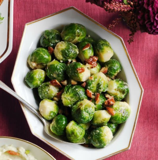 Maple-Glazed Brussels Sprouts with Pecorino Cheese and Almonds
