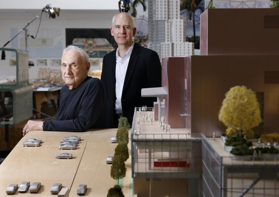 Architect Frank Gehry, left, and Colburn School President Sel Kardan