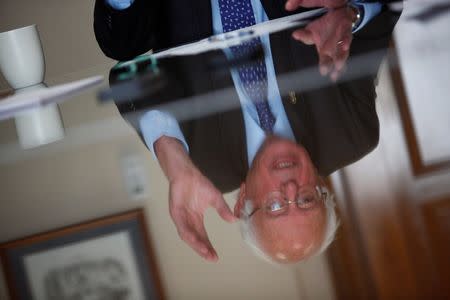 U.S. Sen. Bernie Sanders (I-VT) is interviewed by Reuters reporters at his office on Capitol Hill in Washington, U.S. October 17, 2017. REUTERS/Eric Thayer