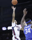 Gonzaga guard Rasir Bolton (45) shoots during the first half of an NCAA college basketball game against Kentucky, Sunday, Nov. 20, 2022, in Spokane, Wash. (AP Photo/Young Kwak)