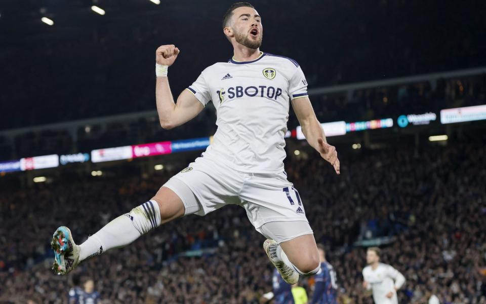 Jack Harrison celebrates his goal in Leeds' 2-1 win over Nottingham Forest - Jack Harrison: What really happened between Leicester and Leeds on deadline day - Getty Images/Richard Sellers