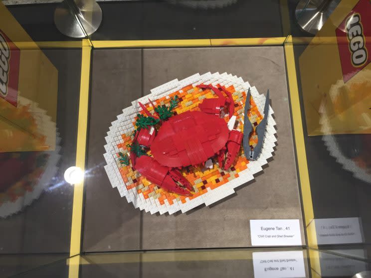 One of the top 10 entries of the LEGO #BuildAmazingSG contest featuring LEGO replica of a chilli crab. (PHOTO: Gabriel Choo/Yahoo Lifestyle Singapore)