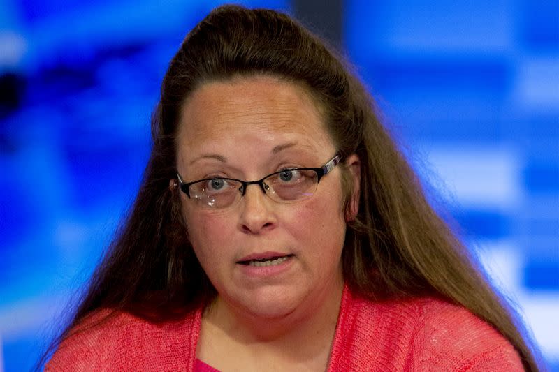 FILE PHOTO: Kentucky county clerk Davis speaks during an interview on Fox News Channel's 'The Kelly File' in New York
