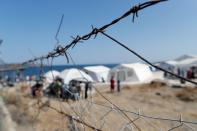 FILE PHOTO: General view of a new temporary camp for migrants and refugees on the island of Lesbos