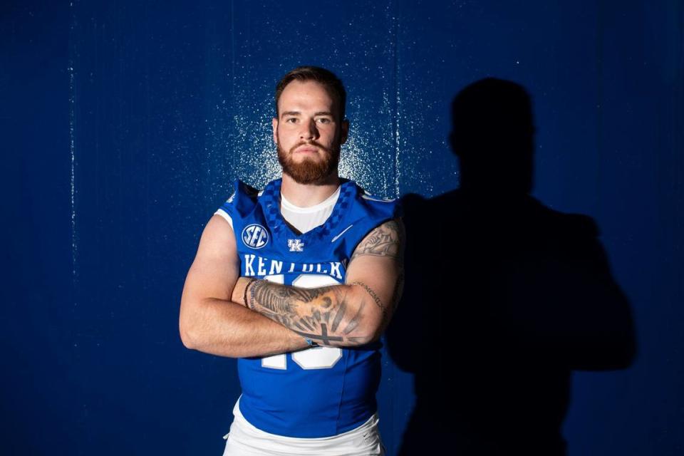 Super-senior quarterback Devin Leary (13), a transfer from North Carolina State, will make his debut as a Kentucky Wildcat when UK faces Ball State on Saturday in its 2023 season opener vs. Ball State. At N.C. State, Leary was 2-0 in season openers as a starting QB, with combined numbers of 34-of-59 passes completed for 443 yards and three touchdowns with two interceptions in those two contests.