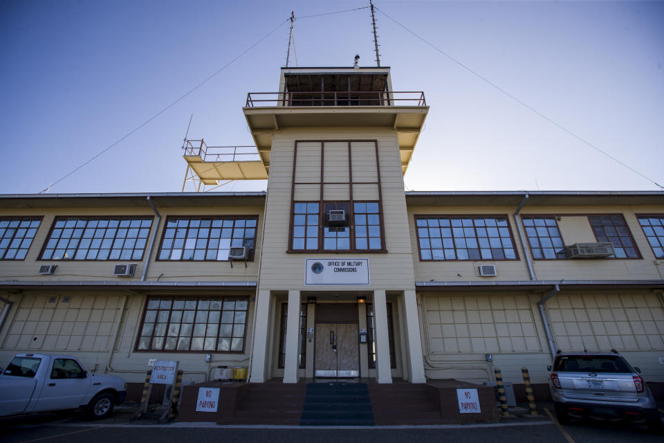 FILE - In this photo reviewed by U.S. military officials, the Office of Military Commissions building used for Periodic Review Board hearings is seen, April 18, 2019, in Guantanamo Bay Naval Base, Cuba. Judge Ketanji Brown Jackson, President Joe Biden's Supreme Court nominee, will face sharp questions from Republican lawmakers next week about the work she did as a public defender representing four Guantanamo Bay detainees. (AP Photo/Alex Brandon, File)