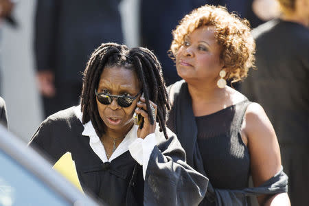 Comedian Whoopi Goldberg departs the funeral of comedian Joan Rivers at Temple Emanu-El in New York September 7, 2014. REUTERS/Lucas Jackson